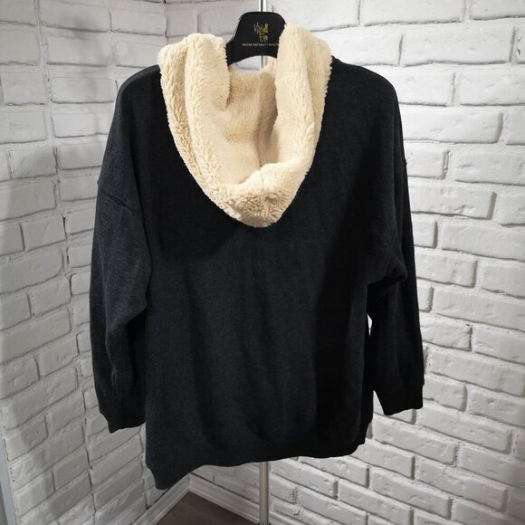 Aerie Dark Grey Size Small Oversized Terry Fleece Lined Hoodie - Picture 2 of 10